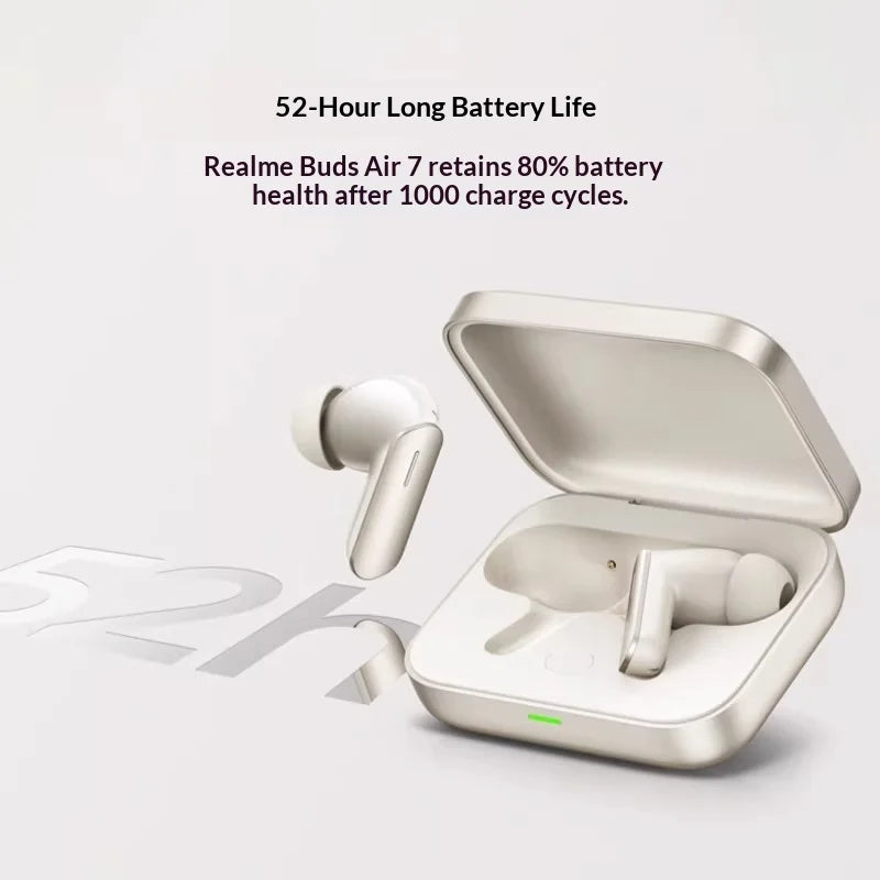 Original realme Buds Air 7 52dB Active Noise Cancelling True Wireless Earphone 52Hour Battery Bluetooth 5.4 TWS Headphone