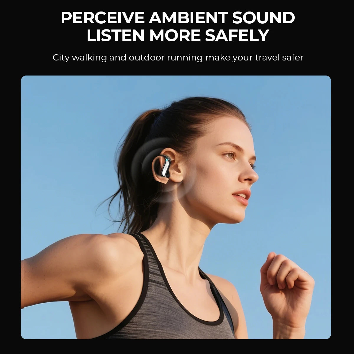 Écouteurs Bluetooth open-ear HTC 30 h d'autonomie Écouteurs sans fil à réduction de bruit Qualité sonore claire pour la musique et le sport