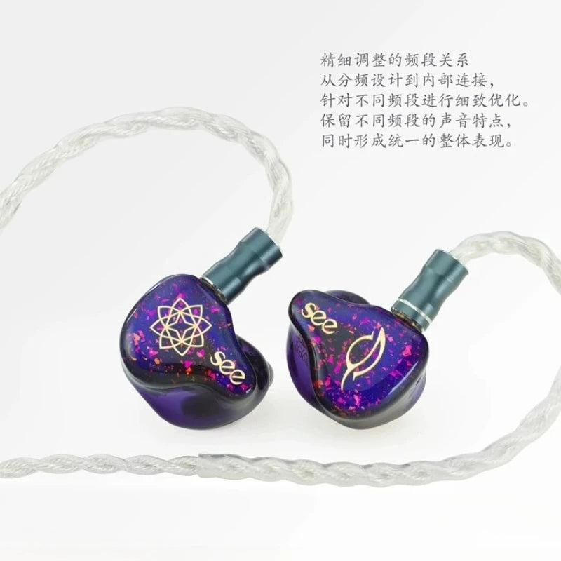 SeeAudio Bravo Courage 2nd Gen Wired Earphones 4.4mm Single-Coil Triple-BA Four-Driver In-Ear HiFi Headphones Gifts