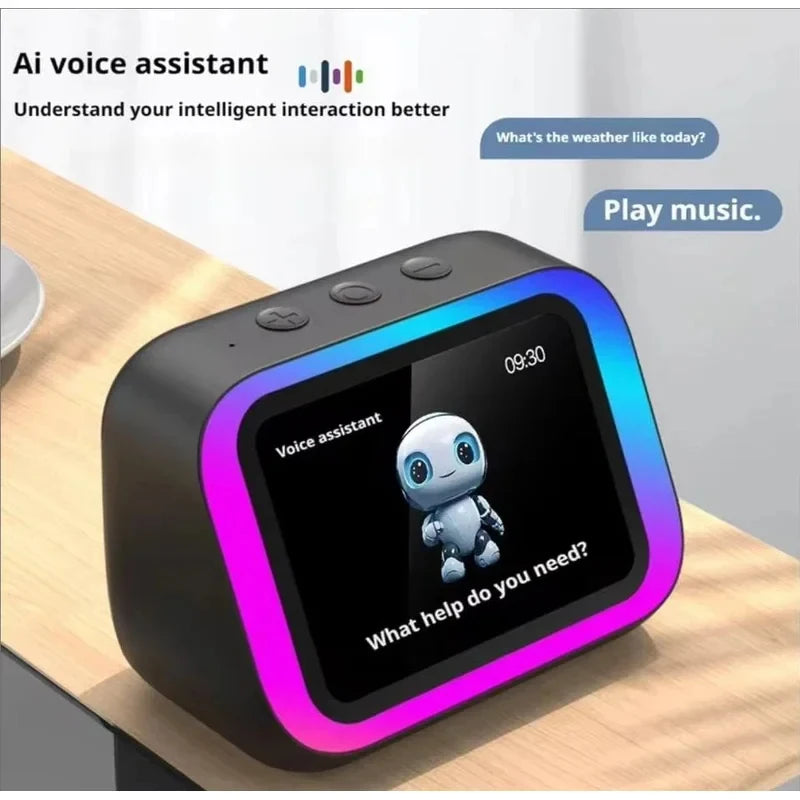 AI Bluetooth 5.4 Speaker HD Touch Screen Photo Album Alarm Clock HiFi Stereo Voice Assistant