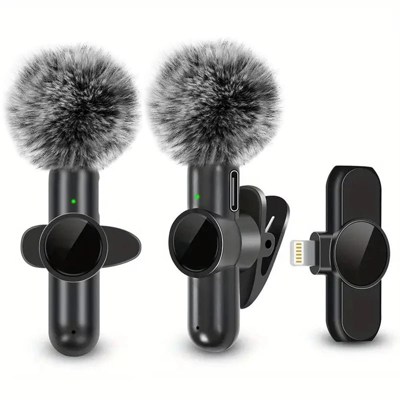 Micrófono inalámbrico de solapa con cubierta antiviento, mini micrófono para grabación de audio y vídeo, compatible con iPhone, Android y teléfonos móviles