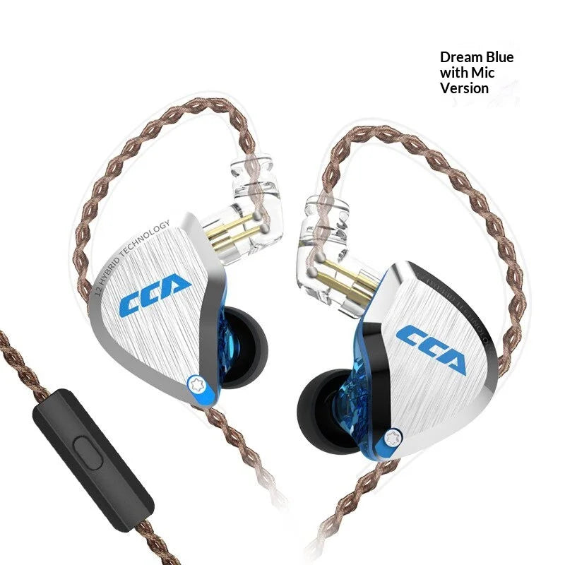CCA C12 Earphones Hi-Fi Audiophile Grade DIY Hybrid Dynamic & Balanced Armature Wired In-Ear Monitoring Headphones Gifts