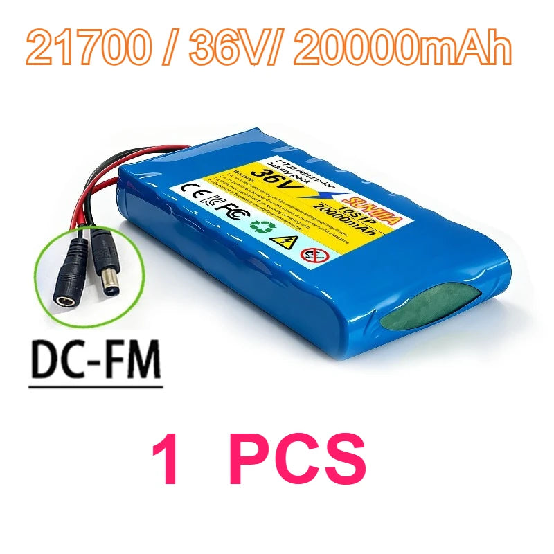36V 20Ah 21700 Li-ion Battery Pack, 10S1P Electric Scooter Battery with XT60/DC Connector for 250W-500W Motor BMS Protection
