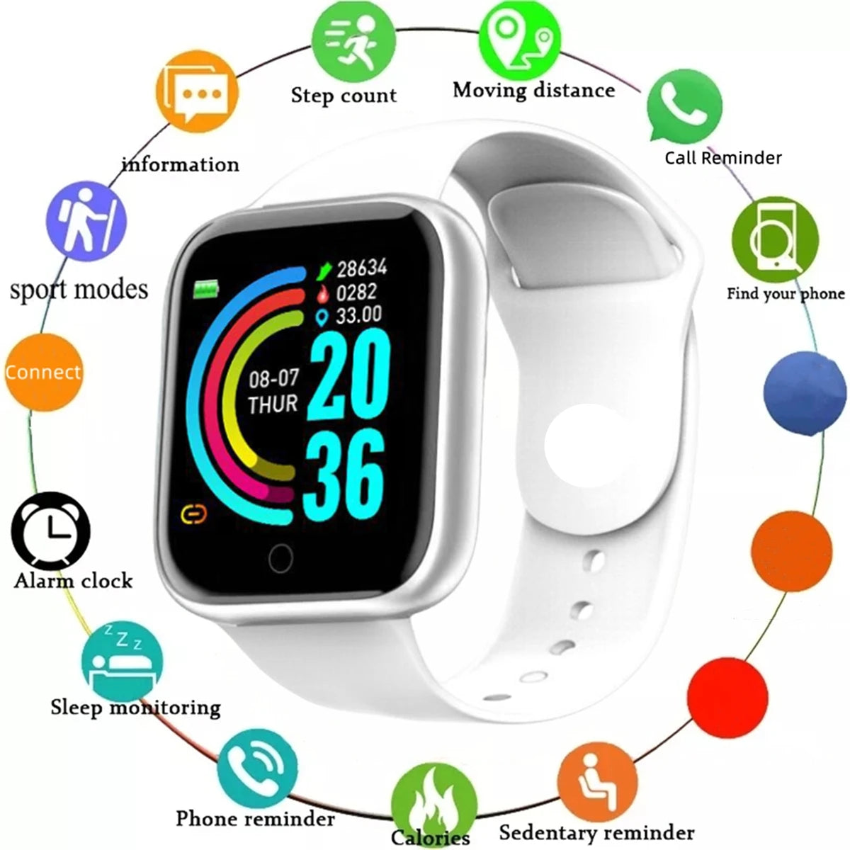 Smartwatch til mænd og kvinder, armbåndsur med beskeder, fitnessmåler og armbånd, fødselsdagsgave, elektronisk ur til Android og iOS