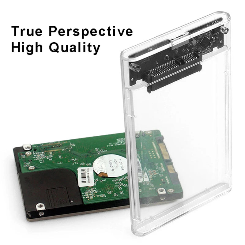 Transparent HDD Case HDD Enclosure 2.5 Inch SSD SATA To USB 2.0 Type-C Adapter Portable External Hard Drive Box Tool-Free