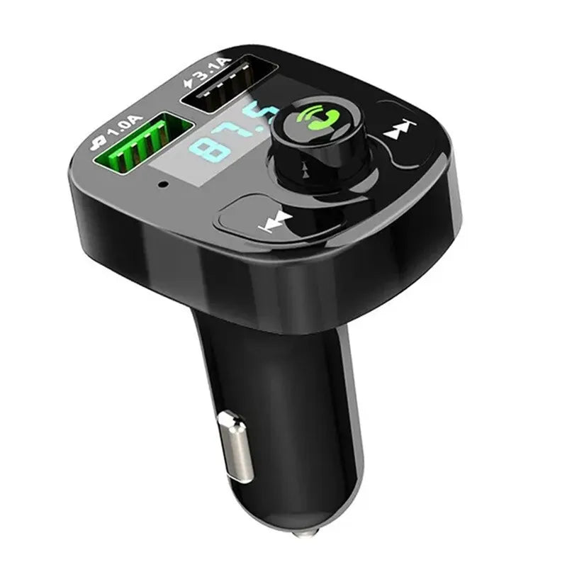 XIKCU LED MP3-bil Bluetooth FM håndfri Bluetooth-kompatibel 5.0-sender 3.1A QC3.0 PD Type C dobbelt USB-biloplader