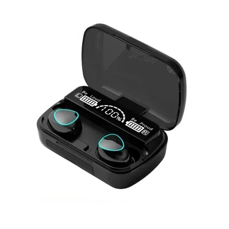TWS M10 trådløst Bluetooth-headset med opladningsetui til telefon, støjreducerende mikrofon, øretelefoner, LED-display, hovedtelefoner og sportsøretelefoner