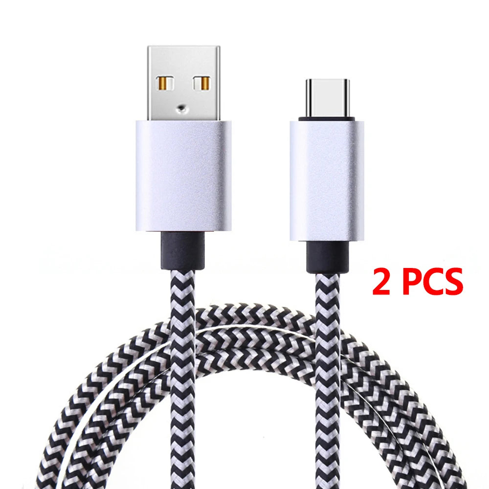 1-3 stk. USB Type C-kabel til hurtig opladning, batteriopladerledning, vævet nylon-datakabel, mobiltelefonoplader til Huawei og Samsung, USB C
