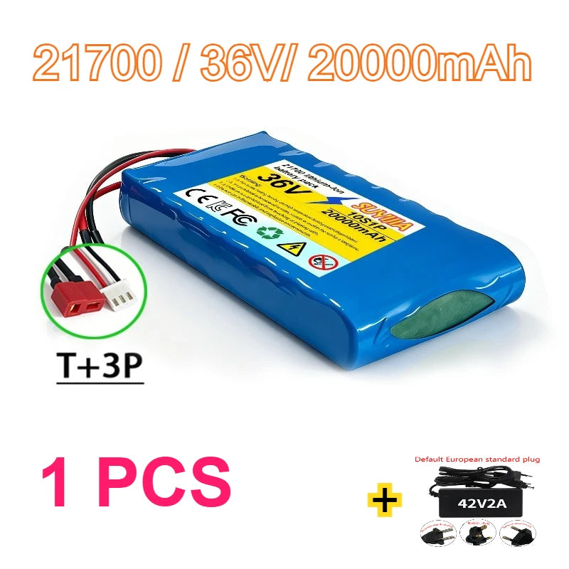 36V 20Ah 21700 Li-ion Battery Pack, 10S1P Electric Scooter Battery with XT60/DC Connector for 250W-500W Motor BMS Protection