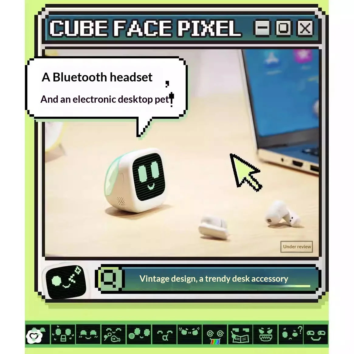 [New Arrival] CUBE FACE Pixel Bluetooth Earphones Pocket Music Retro LCD Touch Screen True Wireless Bluetooth Headphone Gifts
