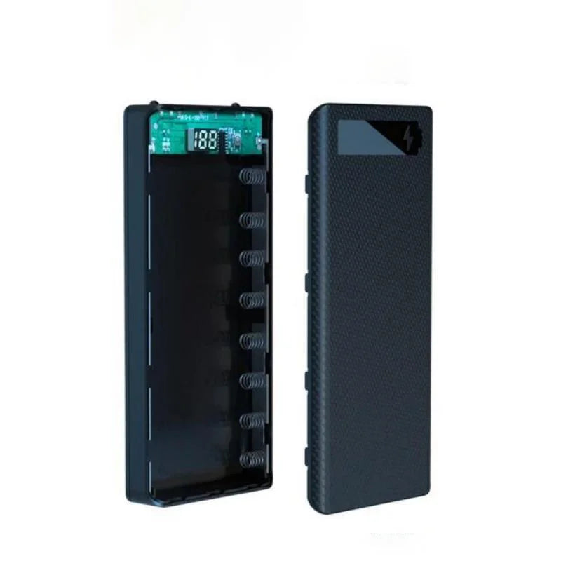 DIY-batteriboks, powerbanks skal, holder til 8-cellede 18650-batterier, opladning og opbevaring, PD-dobbelt-USB-sæt til mobiltelefonopladning