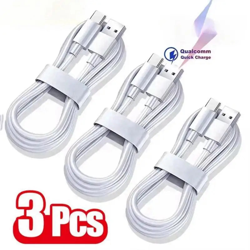 3PCS Type C Super Fast Charging Cable 10A 100W Data Cord for Huawei OPPO Vivo iQoo - Quick Charge USB Cables