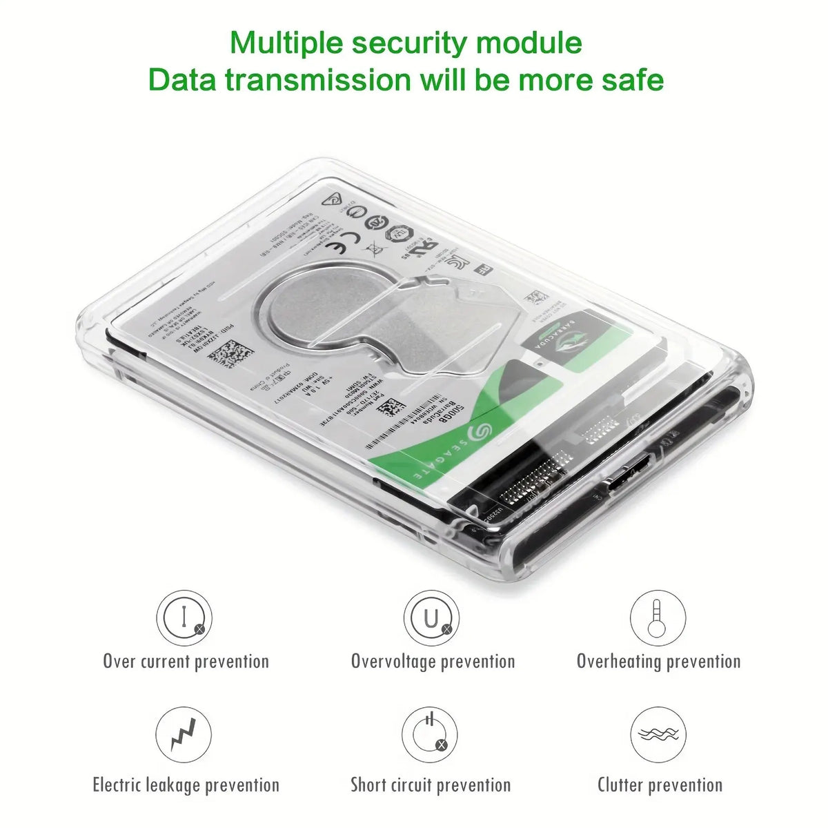 Boîtier HDD Externe USB3.0 5Gbps 2,5 Pouces Boîtier Disque Dur Transparent Boîtier de Disque Dur Externe SATA Boîtier de Stockage HDD SSD pour Ordinateur Portable PC