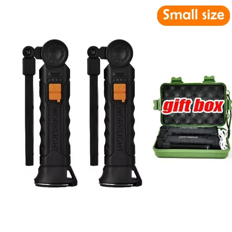 Reflectores LED COB portátiles con imán y gancho, luz de trabajo recargable con batería integrada, impermeable, lámpara de emergencia para exteriores