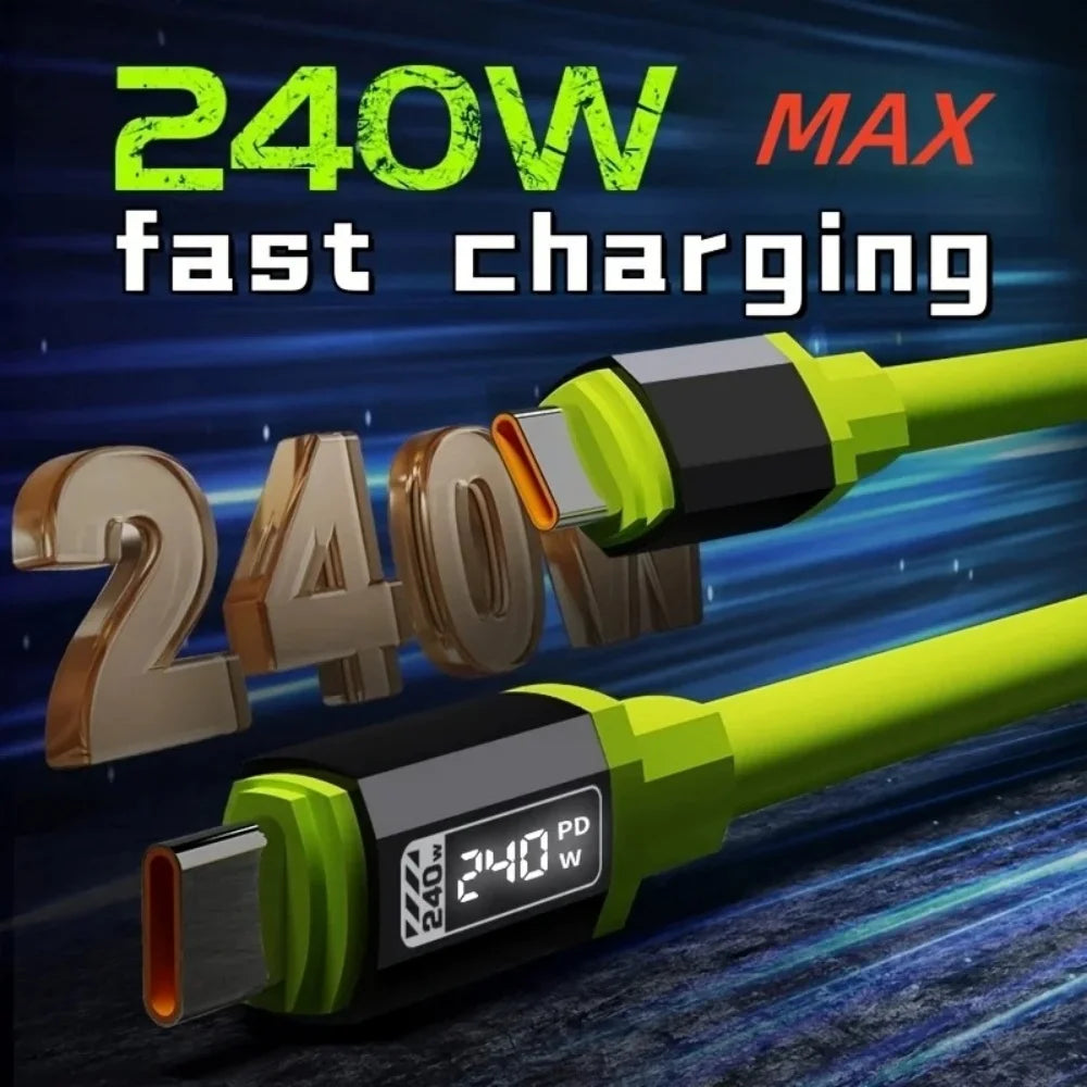 240W Type C To Type C Super Fast Charging Cable Universal High Power Charger USB Cord  for iPhone 16 15 14 Xiaomi Huawei Samsung