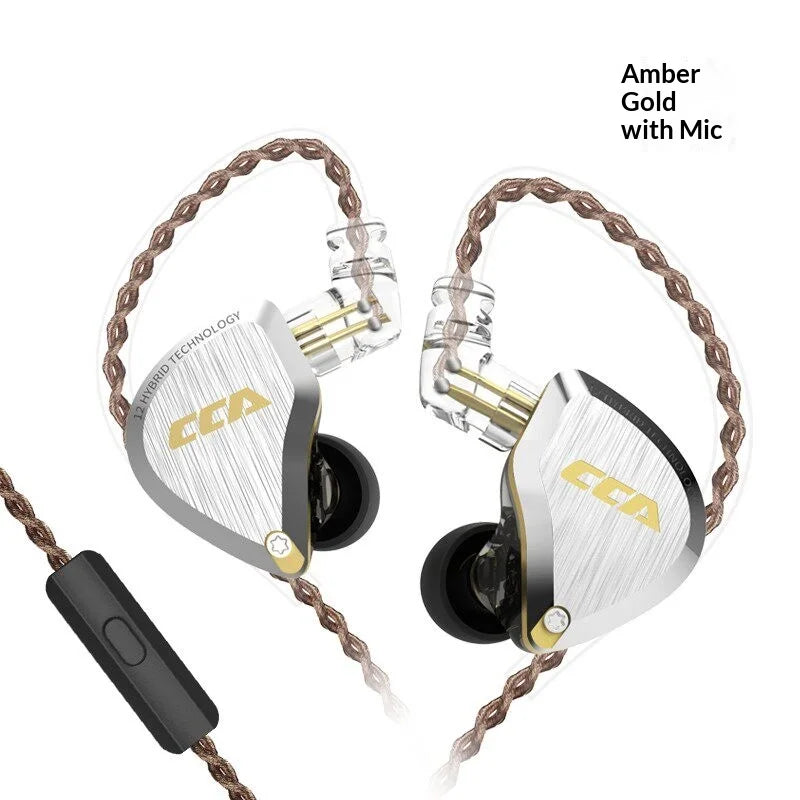 CCA C12 Earphones Hi-Fi Audiophile Grade DIY Hybrid Dynamic & Balanced Armature Wired In-Ear Monitoring Headphones Gifts