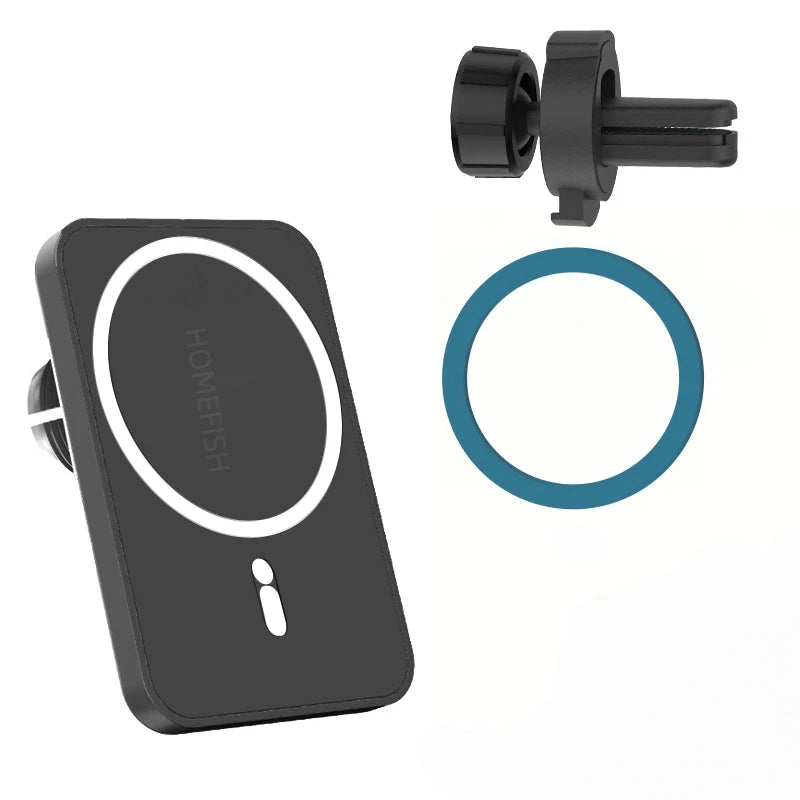 HOMEFISH magnetisk trådløs biloplader til telefon\tablet\ur, biltelefonholder med stander og beslag, hurtigopladningsstation