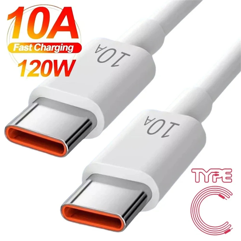 10A Type C til Type C-kabel, 120W superhurtig opladning, telefonoplader, USB C-datakabel til Samsung Xiaomi Huawei, hurtigt opladningskabel