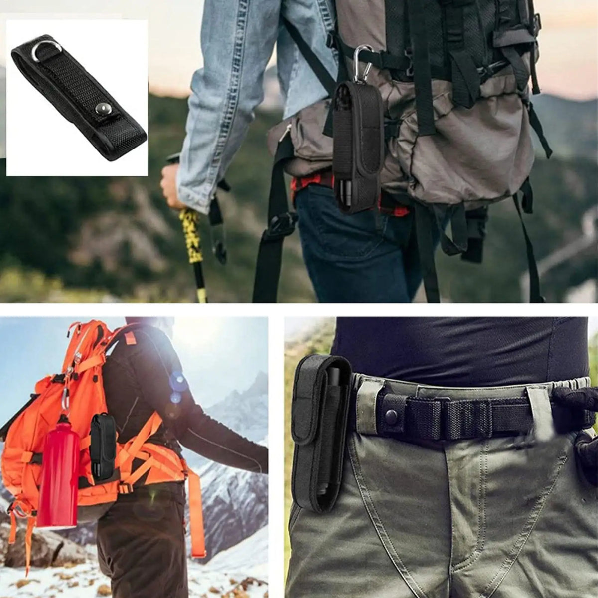 LED Flashlight Protective Case Outdoor Waist Flashlight Leather Cases Cycling Flashlight Storage Bag  for Outdoor Hiking Hunting