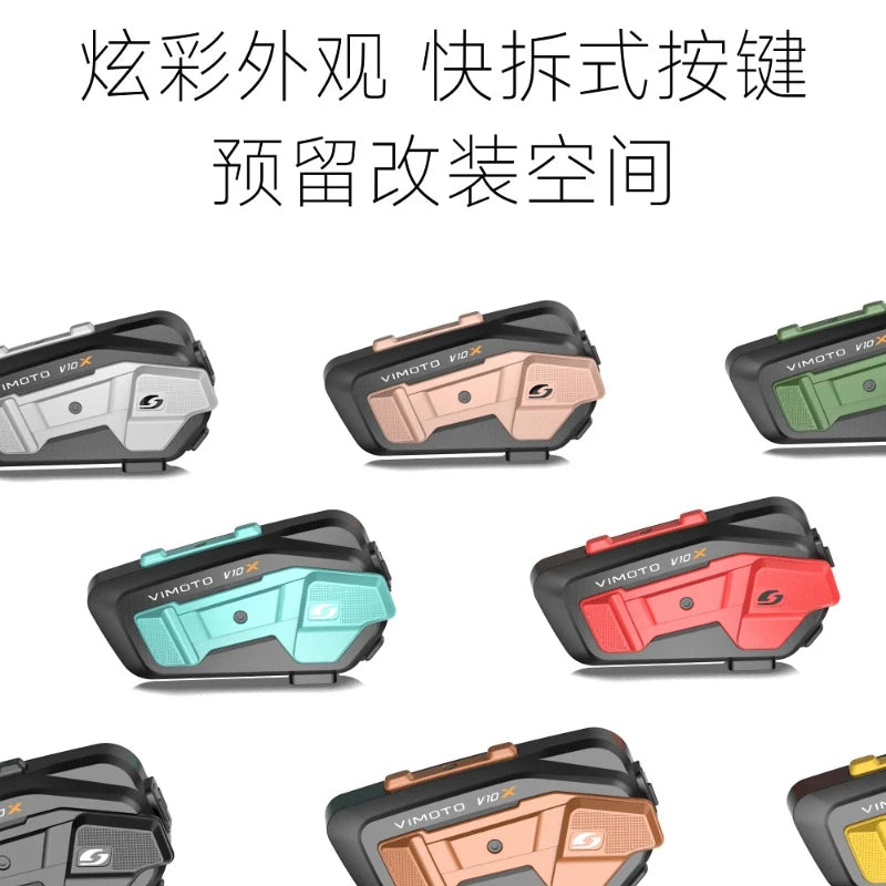 VIMAITONG V10X Bluetooth-Kopfhörer für Helme, speziell für Motorradfahrten, Mehrpersonen-Gegensprechanlage, integrierte Kopfhörer für Integralhelme