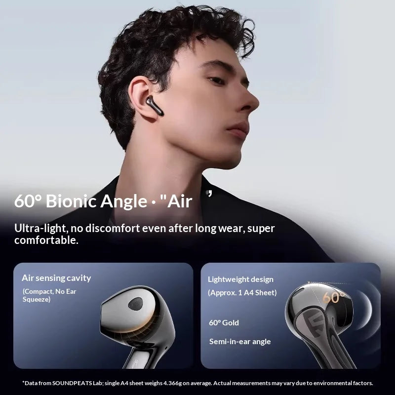 Écouteurs SoundPEATS Air5 Lite Bluetooth V5.4 LDAC Audio Hi-Res sans Fil, Haut-parleur de 13 mm, Étanche IPX5, Jumelage Multipoint
