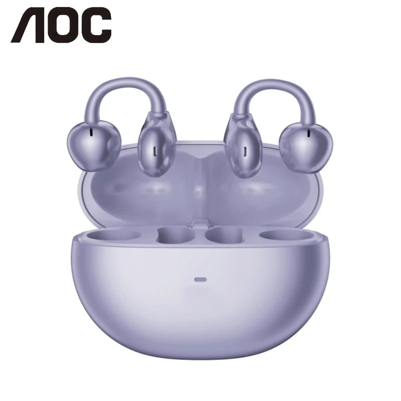 Auriculares de botón inalámbricos Bluetooth AOC ACD2544 con clip para la oreja, diseño abierto, sonido estéreo envolvente, baja latencia, auriculares para juegos y música