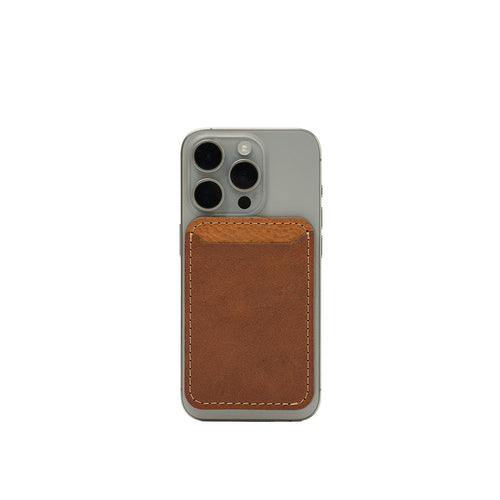 Leather Wallet compatible with MagSafe - Two colors attached to a smartphone, showcasing its premium craftsmanship.