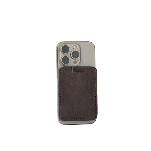 Leather Wallet compatible with MagSafe - 6 cards attached to an iPhone, showcasing premium craftsmanship.