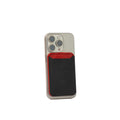 Leather Wallet compatible with MagSafe - Two colors, handcrafted leather wallet in red and navy blue, attached to a phone.