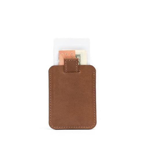 Leather Wallet compatible with MagSafe - 6 cards, showcasing a slim design with cash and cards.