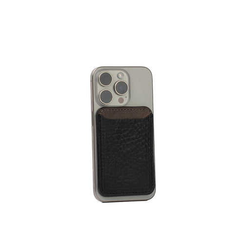 Leather Wallet compatible with MagSafe - Two colors attached to a smartphone for easy access.