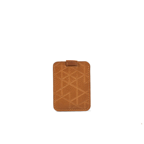 Leather Wallet compatible with MagSafe - 6 cards in tan with geometric design, holding up to 6 credit cards.