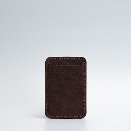 Full-Grain Leather Wallet compatible with MagSafe - Classic in a rich dark brown hue.
