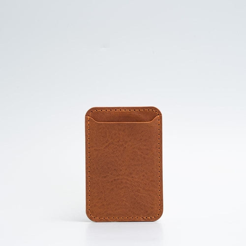 Full-Grain Leather Wallet compatible with MagSafe - Classic in tan color, showcasing its minimalist design.