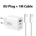 65W GaN USB C Charger 2-Port Fast Charging Phone Charger Power Adapter For iPhone Samsung Xiaomi Type C EU/US Plug Wall Charger