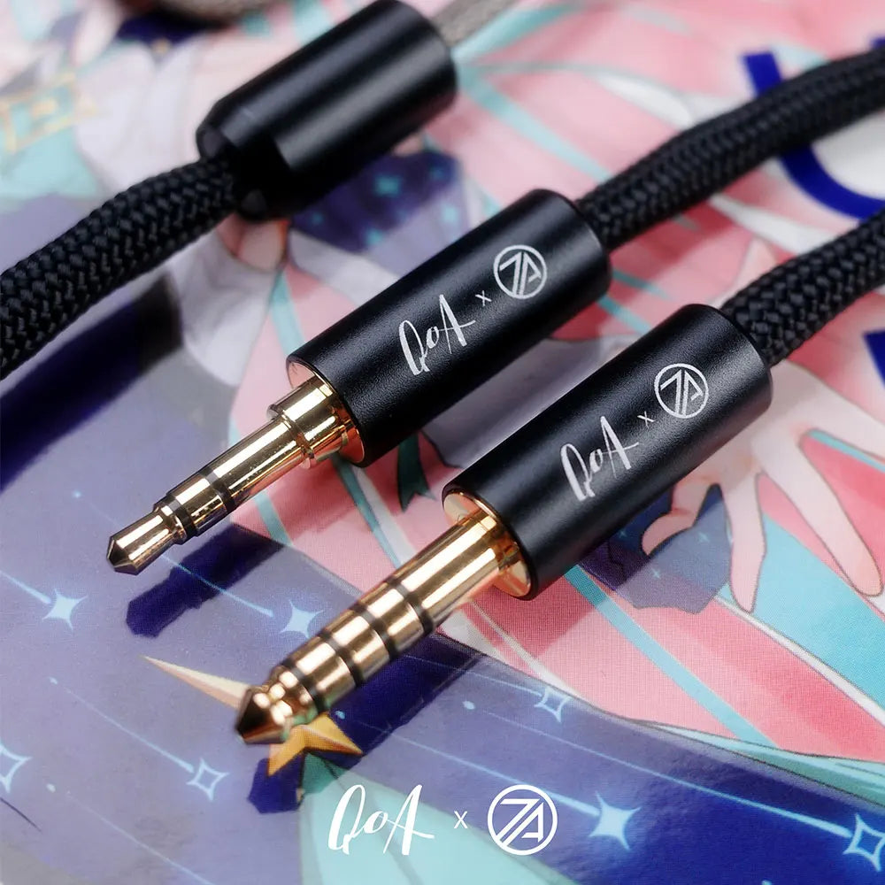 New QoA X 7th Acoustics Ryusei Headphone Single Nano Gold Plated Dynamic Driver In Ear Earphones With HiFi Earbuds Cable Plug