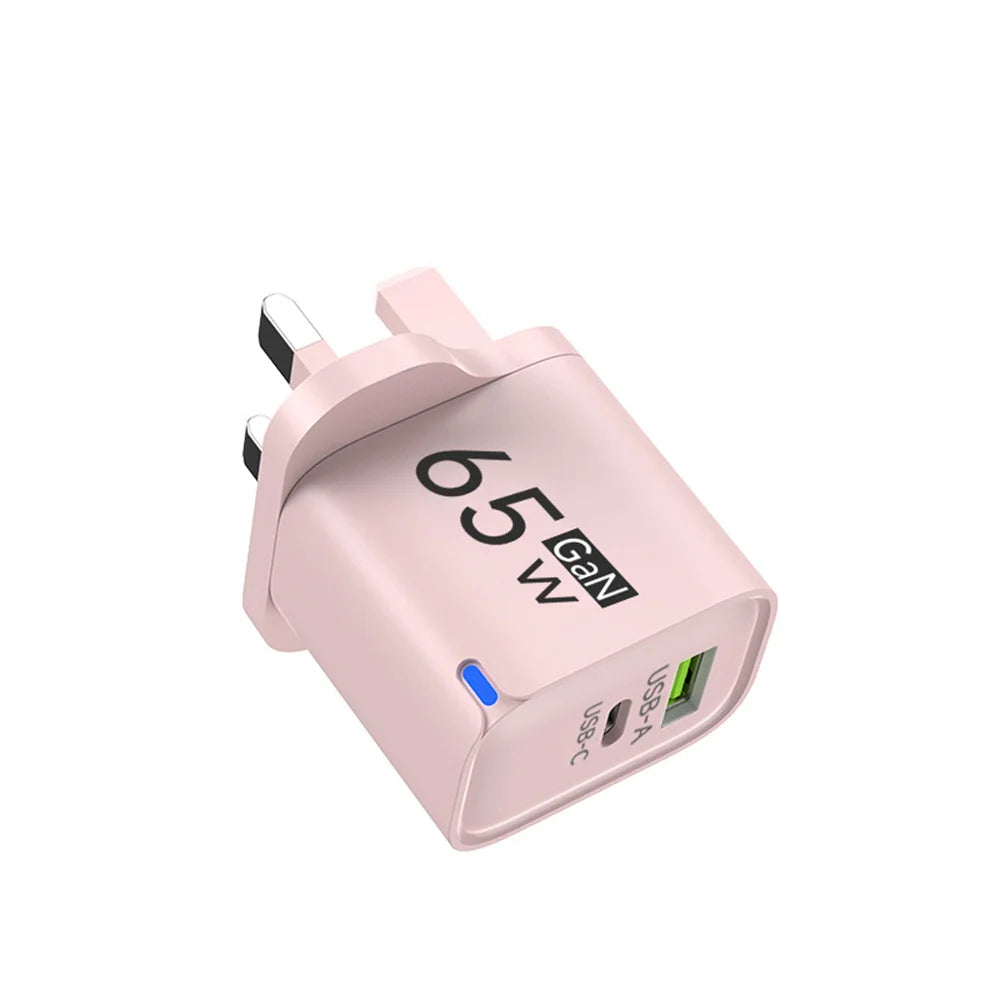65W GaN Multi Port Fast Charging Phone Charger Type C Quick Charge QC3.0 for iPhone 16 17 Samsung Xiaomi Huawei Oneplus EU UK US